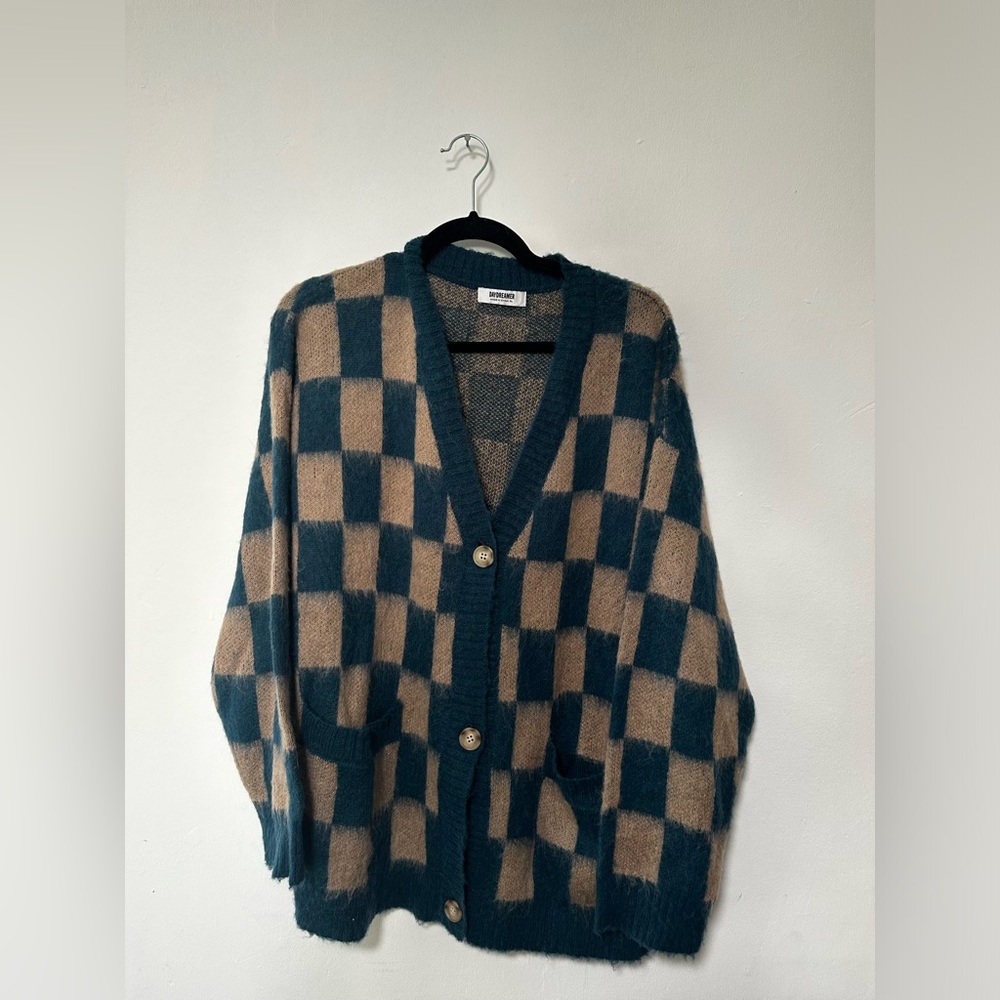Daydreamer oversized grandpa style checkered cardigan